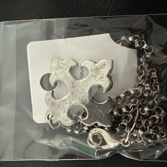 Chunky Silver Necklace with Ornate Pendant - Picture 2 of 8